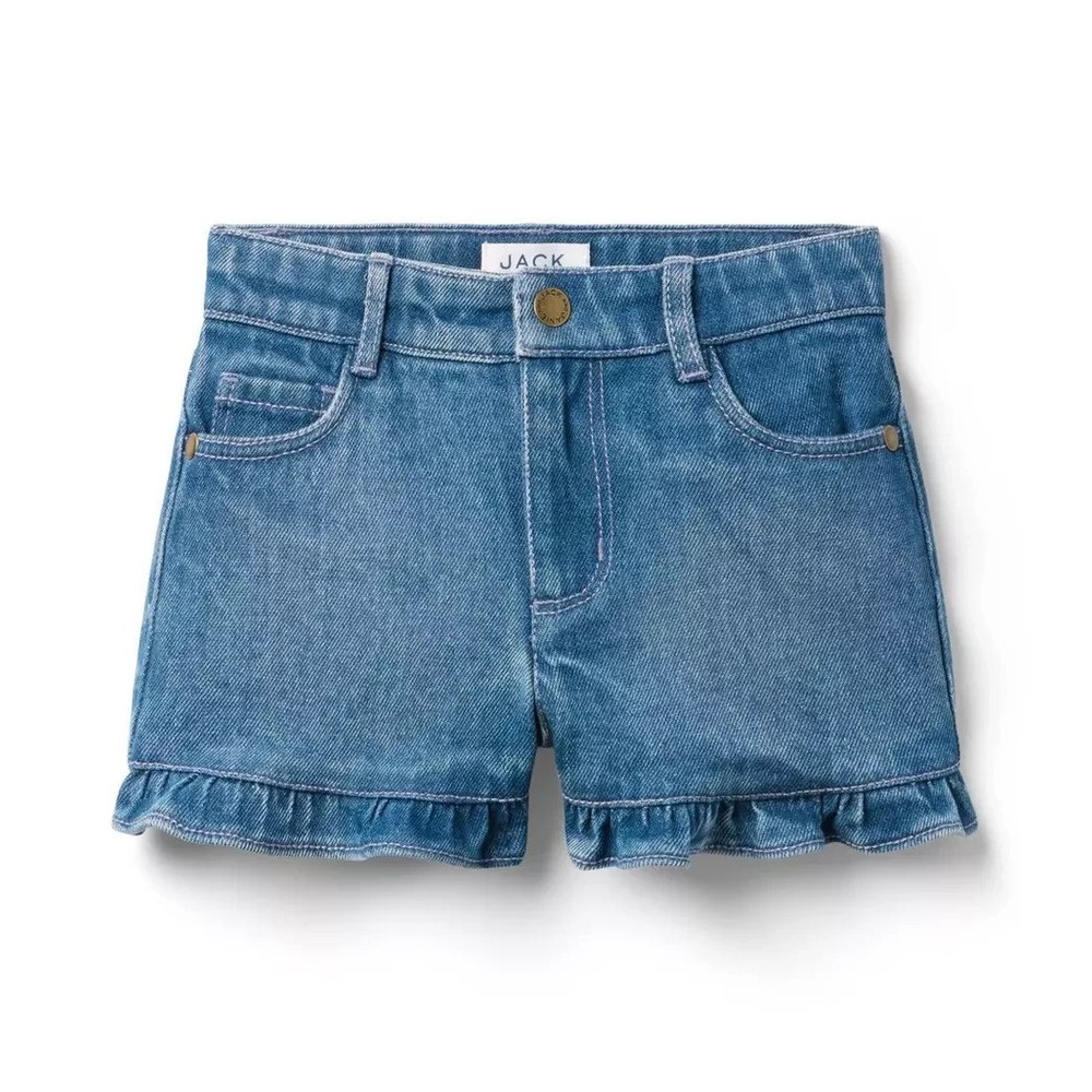 NWT Janie and Jack Denim Ruffle Hem Shorts Girls Size 12 LIGHT BLUE DENIM